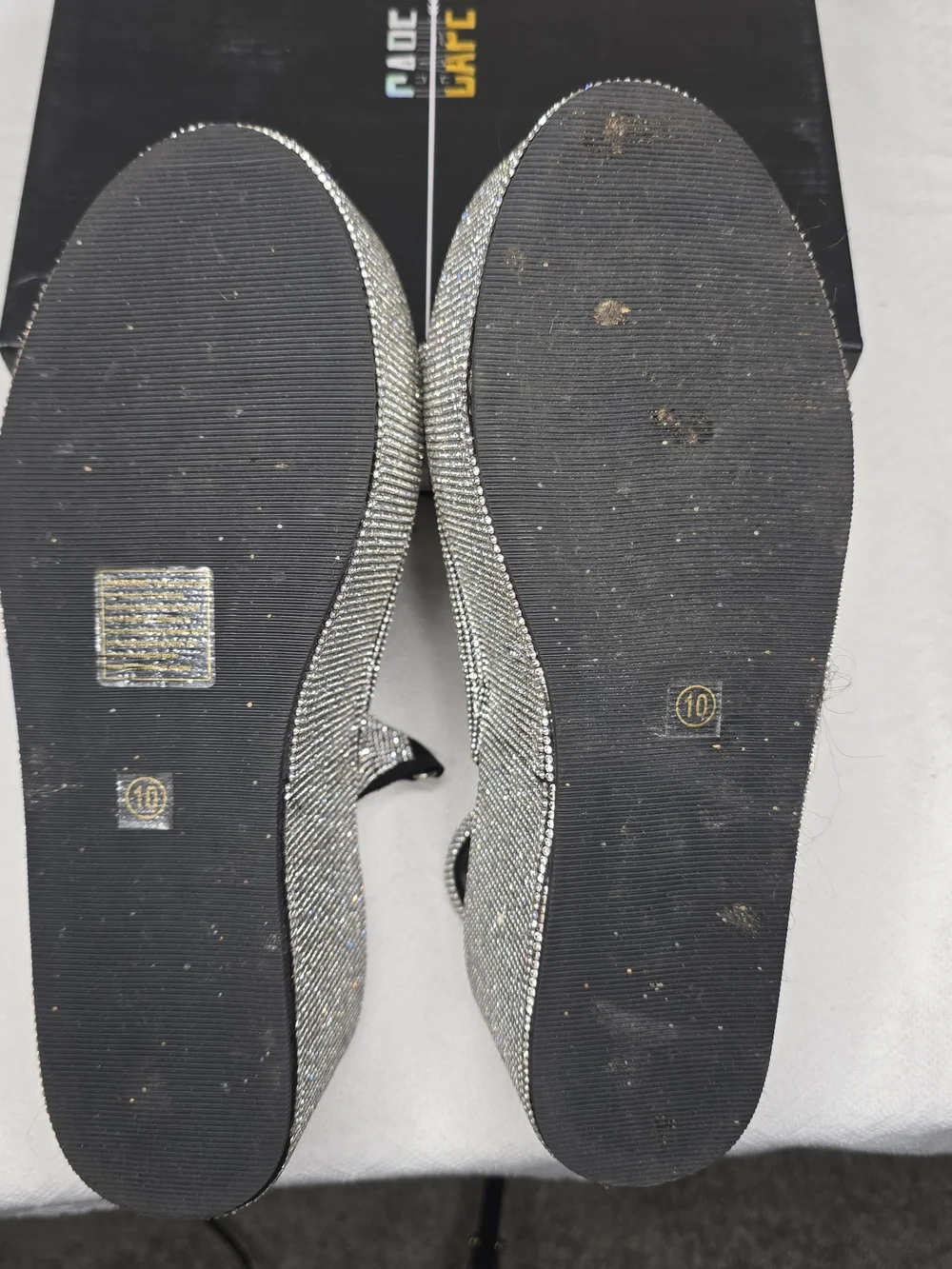 Women's Silver Rhinestone Platform Sandals – Size 10